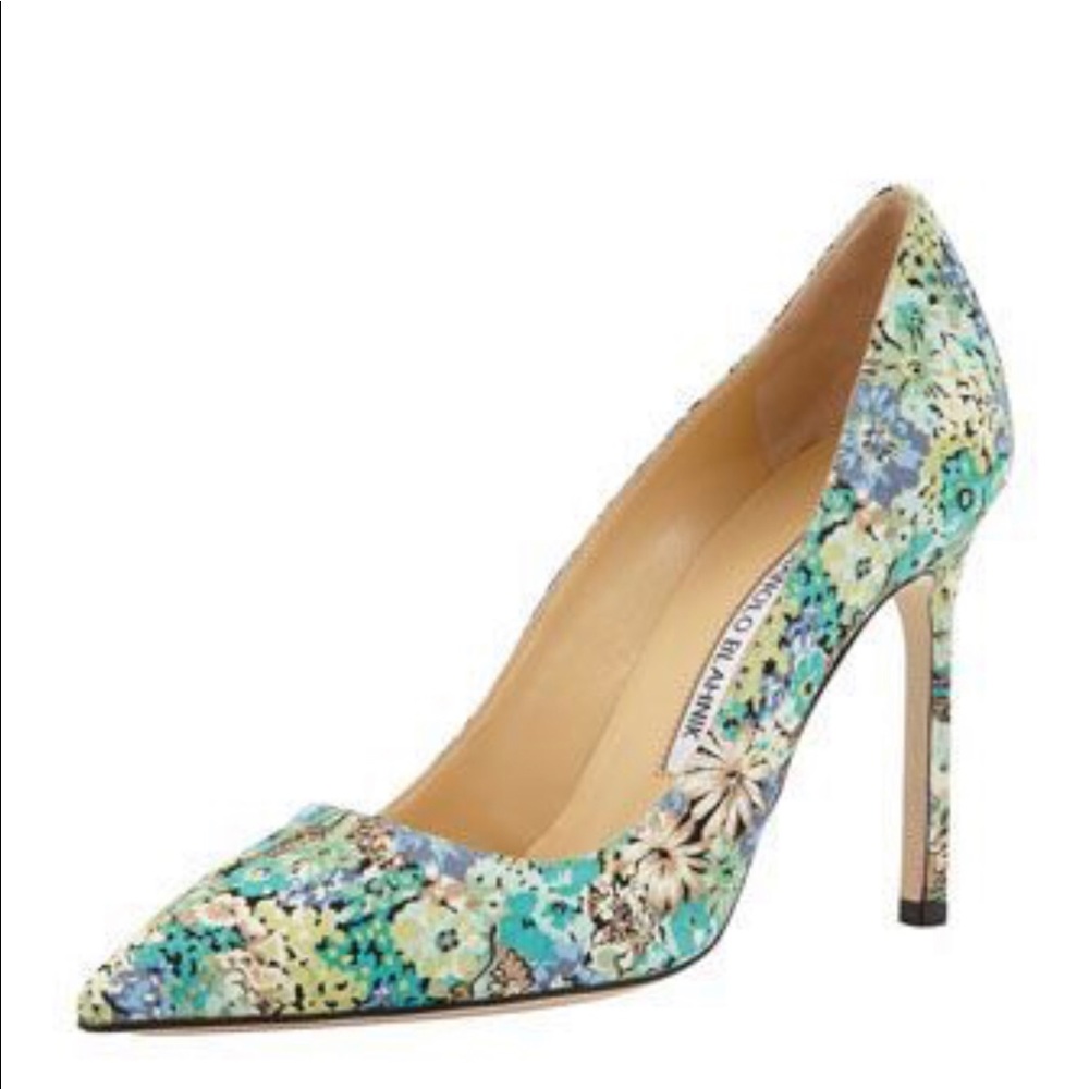 Manolo Blahnik BB Floral BLUE. AMAZING CONDITION.